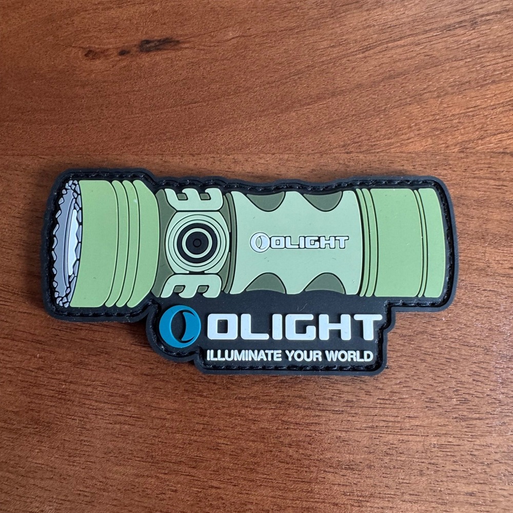 Olight Illuminate Your World PVC Morale Patch Green Flashlight Tactical EDC